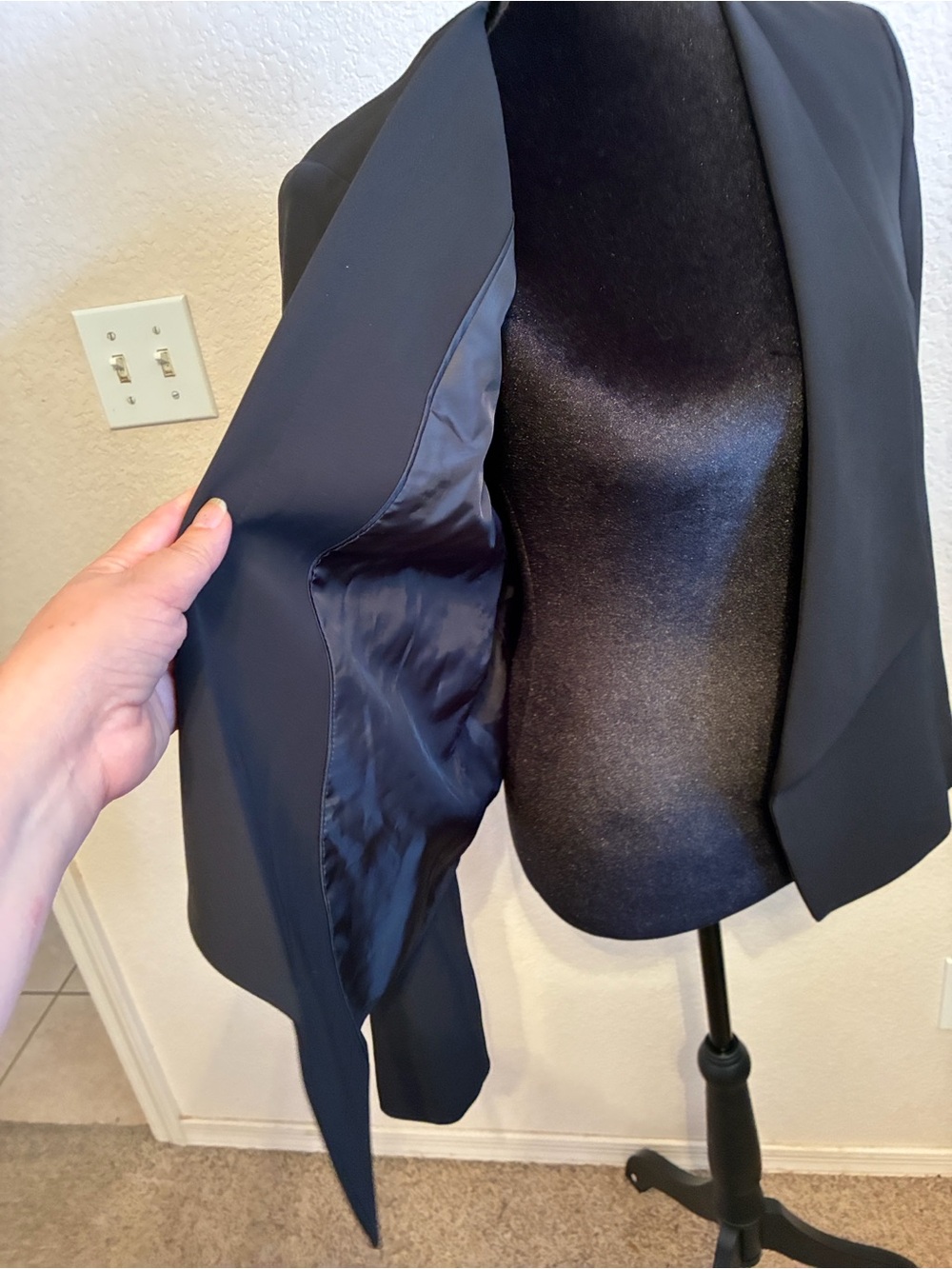 Black Draped Open Front Women's Blazer Calvin Klein .. - Picture 5 of 6